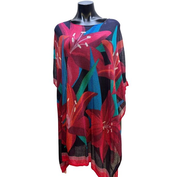 2p Tommy Bahama Floral Print Dress Matching Cover-Up Red Multicolor M - Picture 7 of 11